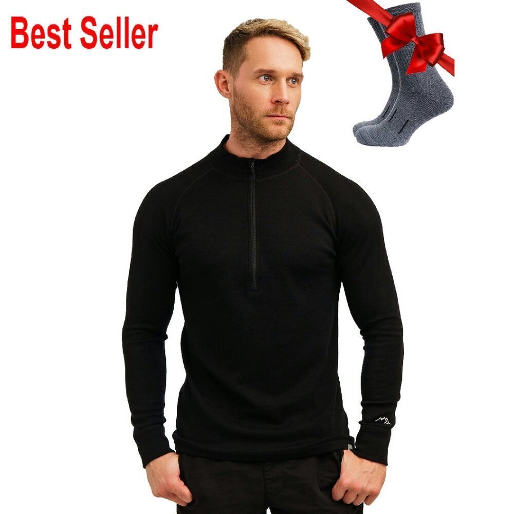 Merino Wool Quarter Zip Base Layer Midweight Classic Activewear